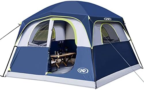 UNP Tents 6 Person Waterproof Windproof Easy Setup,Double Layer Family Camping Tent with 1 Mesh Door & 5 Large Mesh Windows -10'X9'X78in(H) (Dark Blue) 8