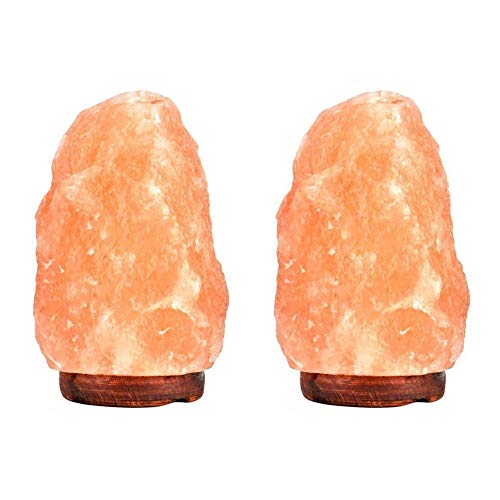 PULNDA Himalayan Salt Lamp PULNDA Glow Natural Hand Carved Rock Salt Lamp with Neem Wood Base/Bulb and Dimmer Control, Crystal, Amber, 8-9-Inch for Lighting, Decoration and Air Purifying