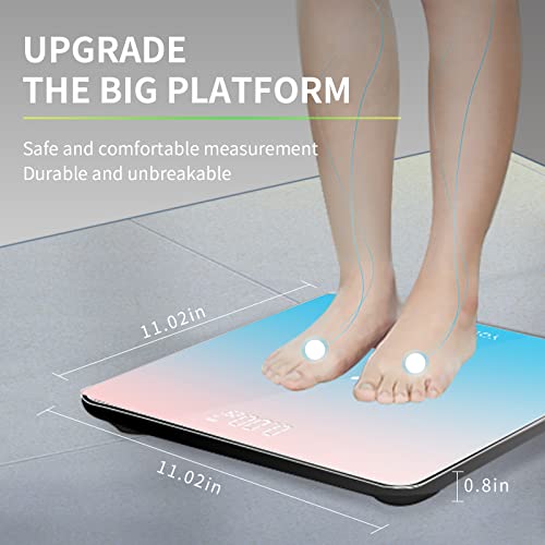 Bathroom Scale For Body Weight, Yoncon Digital Weight Scale Upgrade Tempered Glass, Led Display, Large Platform, Round Design, Temperature Detection, For Yoga, Fat Loss Etc, High Accuracy 0.1Lb/440Lb #TOP2