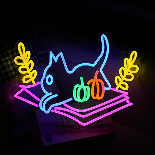 Cat Book Neon Sign Cat Learning LED Light Up Sign Cartoon Animal Neon Light Dimmable Read Books Neon Light Sign for Bookstore Bedroom Store Wedding Classroom decor - Image 3