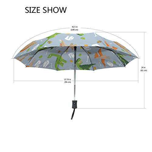 Jhkku Automatic Folding Umbrella Portable Dinosaurs Cartoon Windproof Waterproof Compact Folding Travel Daily Umbrella For Women Men #TOP5