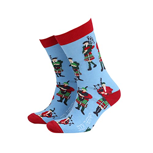 Smiling Faces MAKING SMILES SINCE 2001 Mens Novelty Socks Therapy Funky Pattern Colorful Fun Dress Socks Smart Design Animal Print Comfortable Breathable Socks Non Slip Great Gift - Bagpipe