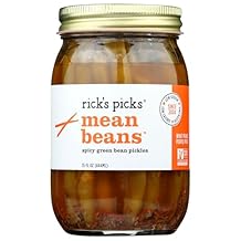Ricks Picks Mean Beans - Spicy Pickled Green Beans in a Jar | Dilly Beans Snack, Perfect Bloody Mary Garnish, Cocktail & Charcuterie Board | Non-GMO, Gluten-Free, Low Sodium | Artisanal Since 2004 1 Jar