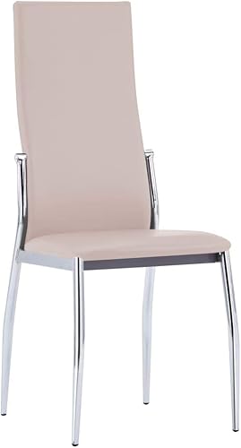 Miniatura 2 de Juego de 4 sillas de comedor ergonómicas de piel sintética, asientos de comedor modernos, color marrón, acabado pulido, fácil montaje