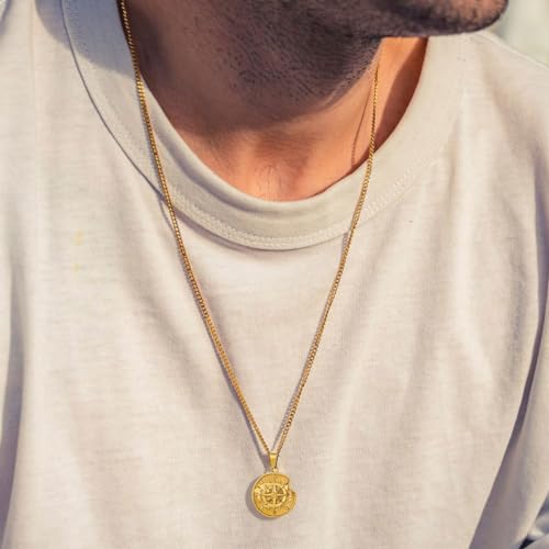 murtoo Compass Pendant Necklace for Men, Gold Silver Stainless Steel Mens Compass Necklaces, Stylish Jewelry Gift for Men Him Her2