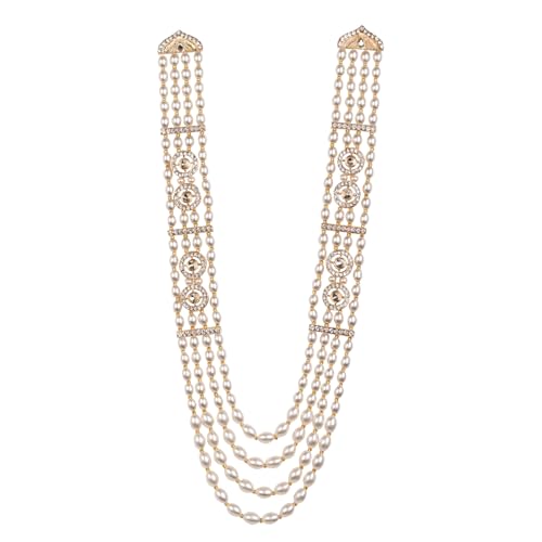 Image of I Jewels 4 Layered Traditional Gold Plated Dulha Moti Mala with Beaded Maharaja Haar /Groom Necklace for Men