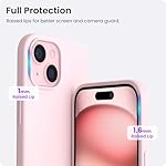 ORNARTO Compatible with iPhone 15 Case 6.1, Slim Liquid Silicone 3 Layers Full Covered Soft Gel Rubber Phone Case, Anti-Scratch Shockproof Protective Cover 6.1 Inch, Chalk Pink - Image 4