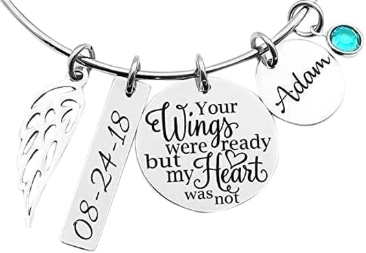 Memorial bracelet, bangle bracelet, stainless steel bangle, loss of loved one, sympathy gift, adjustable