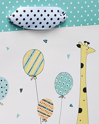 Image of Papyrus 9 inch Medium Gift Bag- Designed by House of Turnowsky (Zoo Animals with Balloons) for Baby Showers, Baby Sprinkles, New Baby, Baptisms, Christenings and All Baby Occasions (1 Bag)