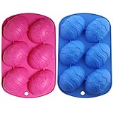 ✔ Paket: 2 Ostereier silikonform zum Thema Ostern, Größe: 13 x 20.5 cm, mit 6 eiförmigen Hohlräumen für Ihre Backbedürfnisse.