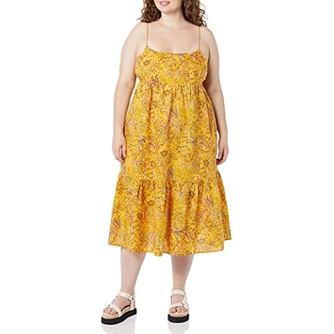 Goodthreads Vestido Midi de Lino Naranja XXL Cover