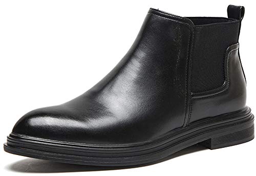 Men's Casual Chelsea Ankle Boots for Winter, Party, Business,Students - Fashion Leather Black Boots for Men Size 12.5