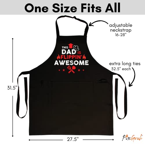 Fixgrub Dad Bbq Apron, Funny Apron, Grill Apron, Chef Apron With 3 Pockets, Bottle Opener, Towel And Gift Box, 100% Cotton, Ideal Birthday, Christmas And Father's Day Gift For Men #TOP3