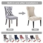 Set of 4 Beige Velvet Wingback Chair Cover Slipcover Strength Removable Washable Reusable Armless Protector Cover for Dining Room Banquet Home Decor (Beige, Set of 4) - Image 4