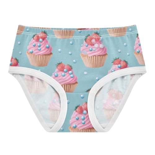 Wusikd Pink Strawberries Girls' Underwear Cotton Cupcakes Girls Briefs Soft Toddler Underwear 2T