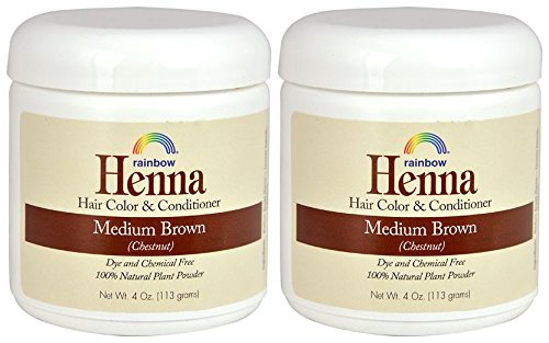 Rainbow Research Henna Medium Brown Hair Color and Conditioner (Pack of 2) With Indigofera, 4 oz. each.