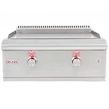 BLAZE 30-Inch Built-In Natural Gas Outdoor Griddle with Illuminated Control Knobs and a Push and Turn Flame Thrower , Stainless Steel