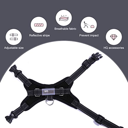 Dog Harness Mesh Breathable Comfortable Pet Vest No Pull Adjustable Soft Padded Dog Power Strap (S, Black)