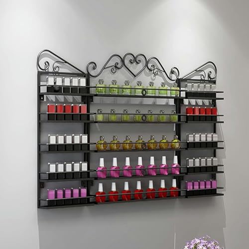 HCZKIUJ Metal Nail Polish Wall Rack,3 Pieces Set Metal Wall Mounted Nail Polish Organizer Display Holder Shelf Hold 100+ Bottles Nail Polish (Black)