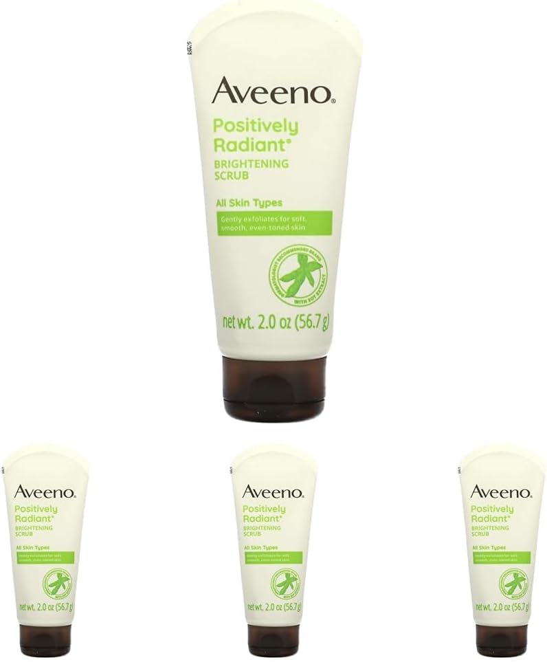 Aveeno Positively Radiant Skin Brightening Exfoliating Daily Facial Scrub,2.0 oz (Pack of 4)