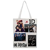 One Pop Music Direction Tote Bags, Women Shoulder Bag, Letter Travel Bag, Fashion Canvas Tote Bag Double, Funny Reusable Grocery Bag