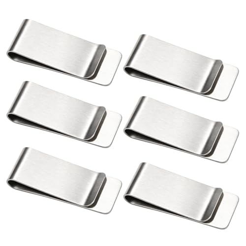 Lot de 6 Pinces à Billets en Acier Inoxydable, Pince à Billet Métallique Porte-Billets Élégant, Accessoire Pratique pour Homme et Femme, pour Crédit,...