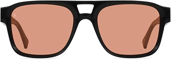 RAEN - Rifka - Unisex Aviator Rectangular Sunglasses UV Protection - Recycled Black/Spritz Lens Size 54 MM