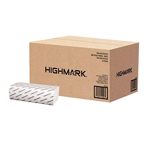 Highmark 100% Recycled Multifold Paper Towels, 9 1/4" x 9 1/4", White, 250 Towels Per Sleeve, Carton Of 16 Packs