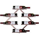  OATTIS Ancien 6 Bouteilles Casier À Vin Bar Décor Industriel Maison Mur-Monté en Métal Porte-Vin Cabinet Organisateur Robuste Exquis