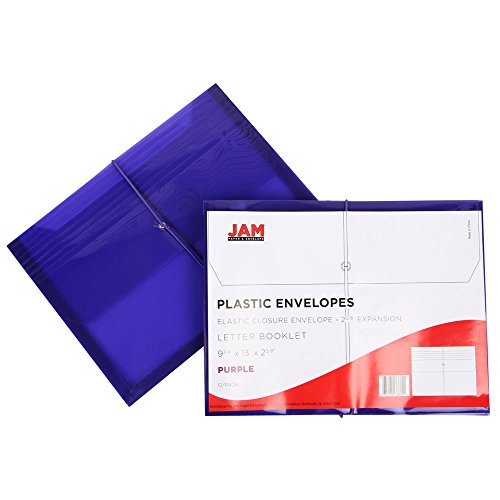 Pochette plastique avec fermeture élastique grand format A4+ violette JAM Paper rétractable