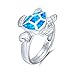 Imagen de Bling Jewelry Personalizada Grande Náutica Tropical Playa Vacaciones Iridiscente Azul Opalo Creado Incrustación Mar Tortuga Tortuga Anillo Para Mujer Adolescente
