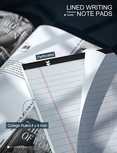 Legal Pad Writing Pads 8 Pack 4X6 Inch Note Pads For Work Small Pocket Notepads Writing Pad Paper For School Small Legal Pads Perforated Writing Pad Server Note Pads 4X6 For College, Office, Business #TOP2