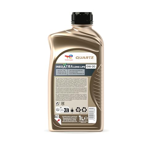 TotalEnergies Quartz Ineo Xtra Long Life 0W20 Engine Oil Fully Synthetic 1L - ACEA C6/C5, API SP, ILSAC GF-6A - Eco-Science Technology