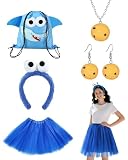 DAFNE Ensemble de costume Cookie Monster pour femme : serre tête, tutu, collier et accessoires, idéal pour le Carnaval et Halloween