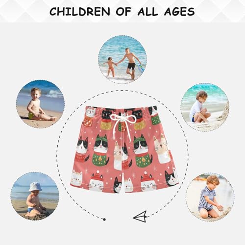 Christmas Kittens Boys Swim Trunks Toddler Beach Board Shorts Quick Dry Kids Swimwear Bathing Suits M4