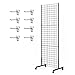 Eastern Tree 2 Packs 2'x 5' Six Pieces Gridwall Panels Stand with T-Base, Black Wire Grid Wall Display Racks with Wheels, Craft Show Display Rack, Retail Display, Extra More 16 Pieces Hooks