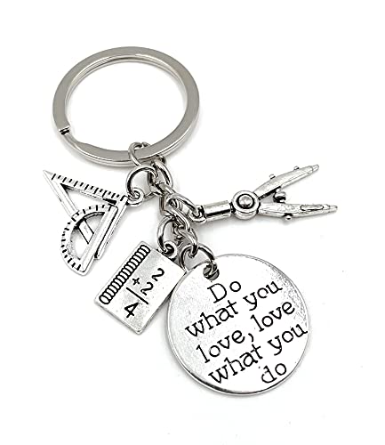 Onwomania - "Compas dessin appareil maths Porte-clés - porte-bonheur en métal idéal comme cadeau, par exemple pour le meilleur ami, le meilleur ami, maman - pour hommes, femmes et enfants