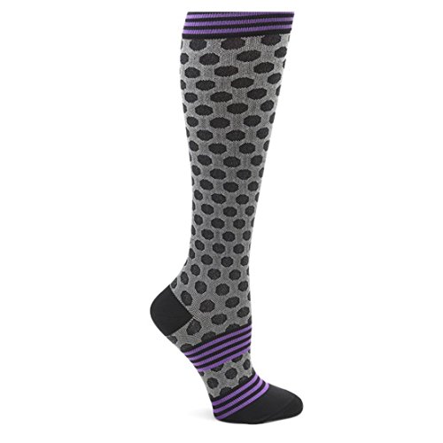 Nurse Mates EKG Heart and Holiday Compression Trouser Socks, Sporty Dot Black, One Size