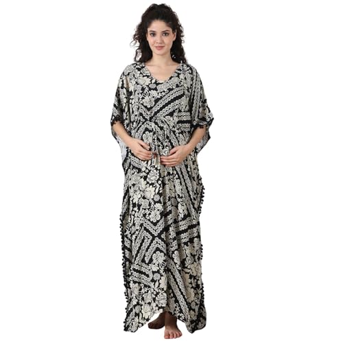 Image of Secret Wish Rayon Maternity Kaftan Nighty /Free Size /Feeding /Nursing /Zipper /Drawstring /Full Length