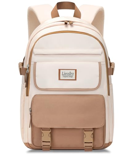 17.3 inch laptop backpack for women, Girls backpacks, Cute backpack for school, College middle high school students book Bag, Water resistant bookbag for girls, mochilas escolares para niñas, Beige
