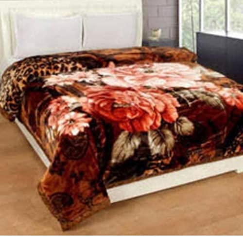 OMAJA HOMEOMAJA HOME Cloudy Super Soft Fabric Floral Printed Mink Heavy Duty Luxury Ultra 2 Ply Single Bed Blanket for Heavy Winters with English Colors & Stylish Bag Packing (Pack of 1)