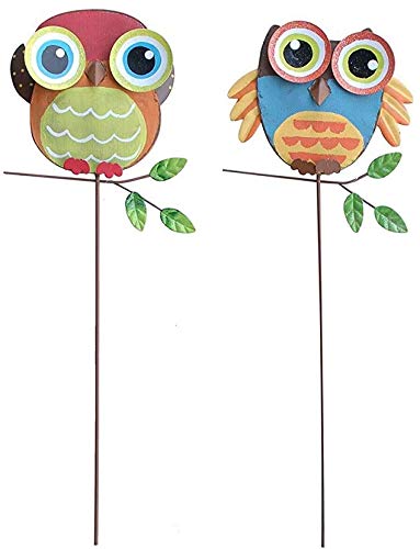 Why Decor Cute Owl Garden Stakes Decorative Metal Garden Stakes Outdoor Owl Decorations Colorful Owl Ornaments For Yard Owl Garden Decor Thanksgiving Harvest Fall Halloween Decor Set Of 2 16 Inch #TOP7