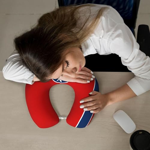 Almohada U en cuello viscoelástica negra de viaje miniatura 6