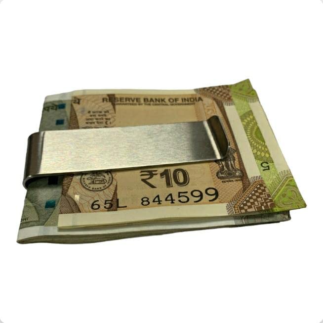 Money Clips in Stainless Steel Front Pocket Minimalist Slim Credit Card Holder, Small Cash Clip Size :3" x 0.75"(76mm x 20mm)