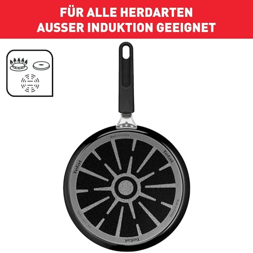 Foto von Tefal Resist Crêpepfanne 25 cm, Pfannkuchenpfanne nicht induktionsgeeignet, Titanium Antihaftversiegelung, Thermo-Signal bei idealer Brattemperatur, leichte Reinigung, schwarz, D52610