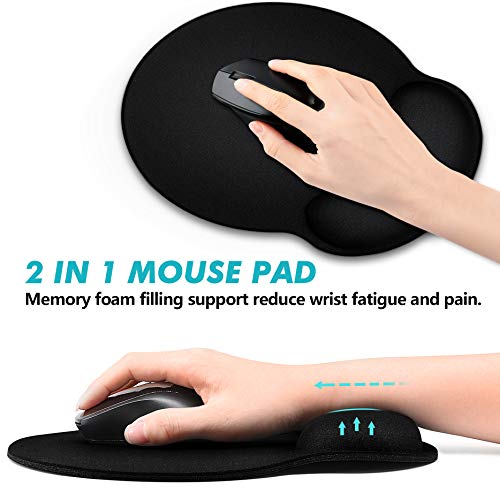Ergonomic Mouse Pad 3 Pack with Wrist Rest Support, Round Gaming Mousepad with Smooth Lycra Surface & Non-Slip Rubber Base for Computer, Laptop, Office, Comfortable Memory Foam for Wrist Cushion - Image 6