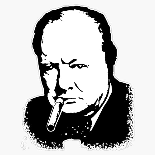 Churchill, Sir Winston Leonard Spencer Churchill, Greatest War Leader, Black On White. Vinyl Sticker Laptop Decal Waterproof 5"
