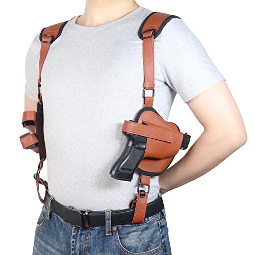 Kosibate Shoulder Holster,Compatible With G17, G19, G26 43, Sig P220;P226,P229,And Full Sized 1911'S And Other Like Sized Handguns,Right Wheel Concealed Carry Gun Holster For Women Men (Brown) #TOP1