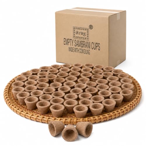 Image of Byre Cow Dung Panchgavya Empty Dhuni Cup I Herbal Natural Sambrani Cups for Daily Havana (105 Sambrani Cups in a Box)