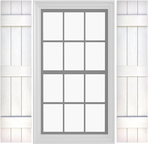 Pontiac Trail Board & Batten Shutters | 11"x63" - Dover White/Paintable